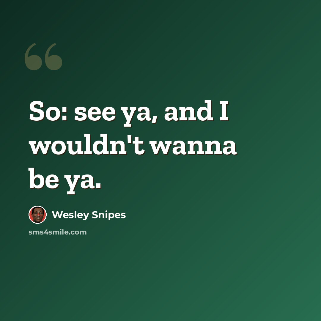 “So: see ya, and I wouldn't wanna be ya.” quote by Wesley Snipes