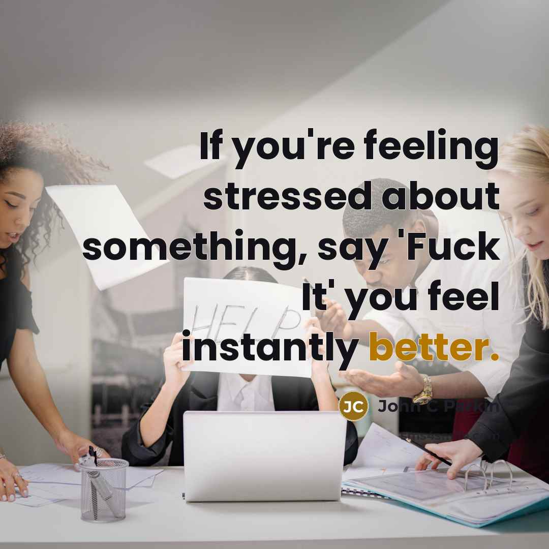 “If you're feeling stressed about something, say 'Fuck It' you feel instantly better.” quote by John C Parkin