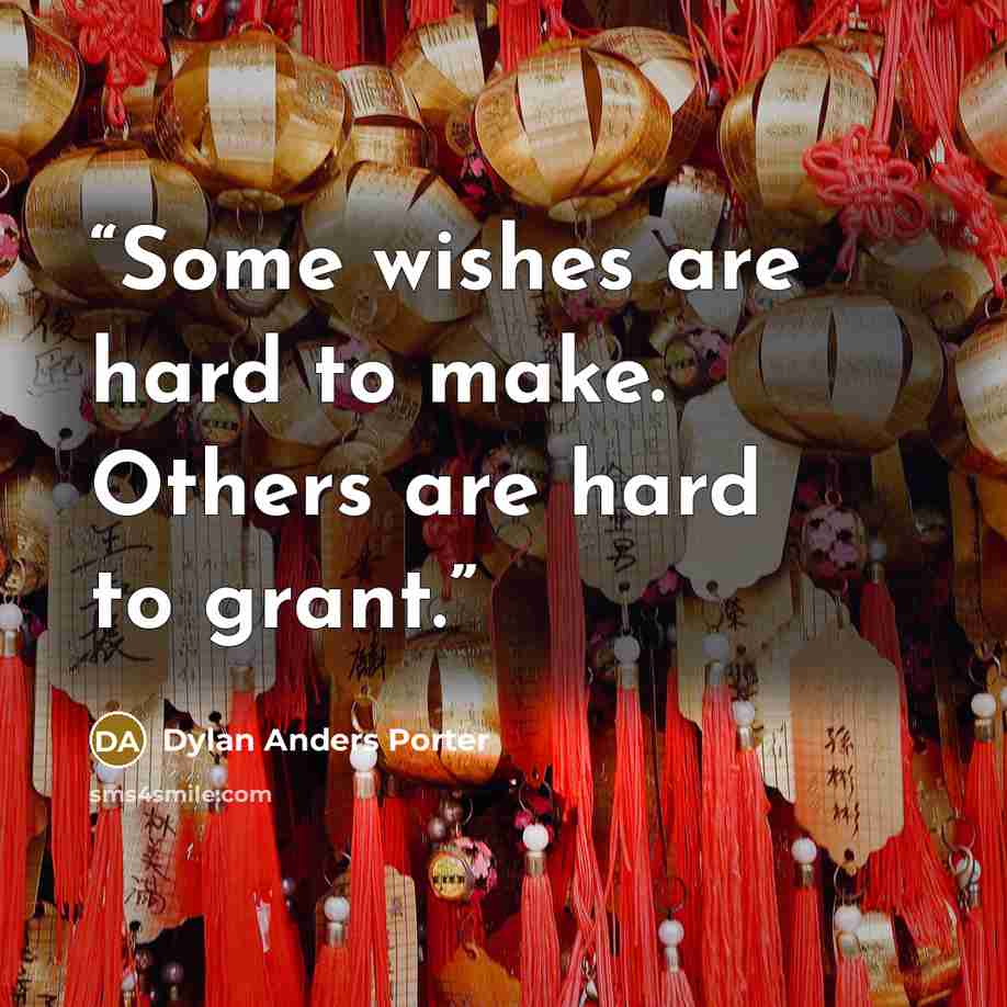 “Some wishes are hard to make. Others are hard to grant.” quote by Dylan Anders Porter