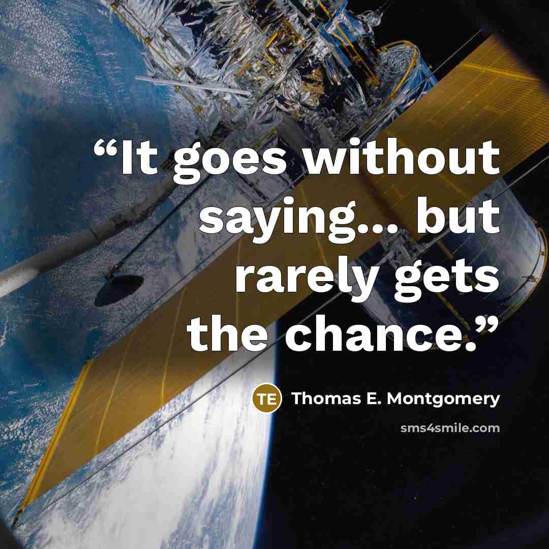 “It goes without saying... but rarely gets the chance.” quote by Thomas E. Montgomery