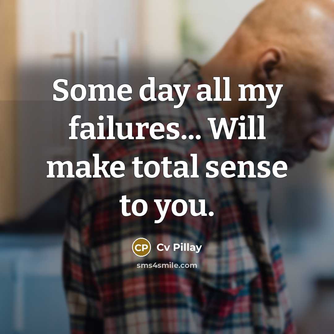 “Some day all my failures... Will make total sense to you.” quote by Cv Pillay