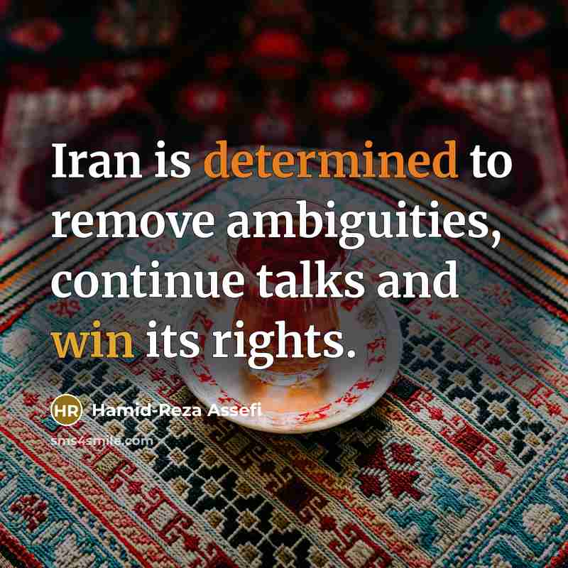 “Iran is determined to remove ambiguities, continue talks and win its rights.” quote by Hamid-Reza Assefi