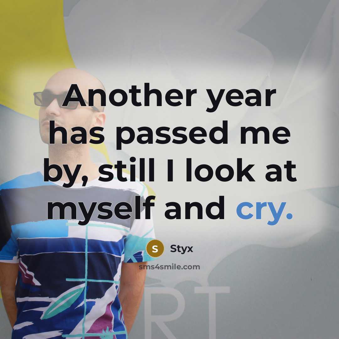 “Another year has passed me by, still I look at myself and cry.” quote by Styx