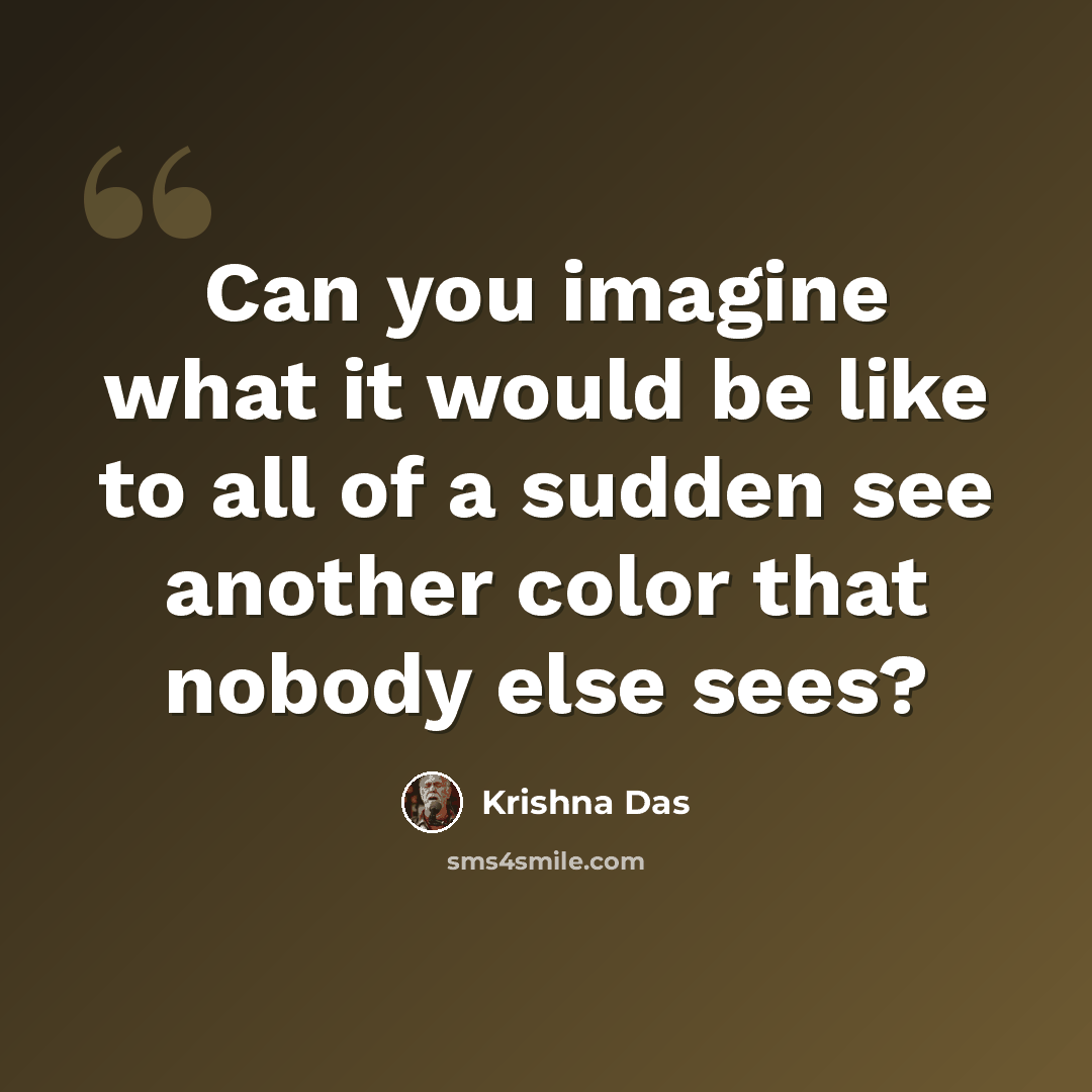 “Can you imagine what it would be like to all of a sudden see another color that nobody else sees?” quote by Krishna Das
