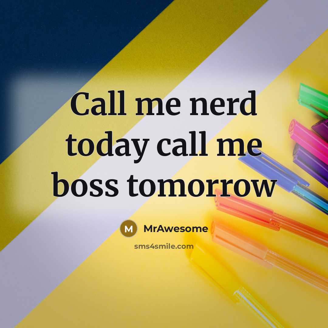“Call me nerd today call me boss tomorrow” quote by MrAwesome