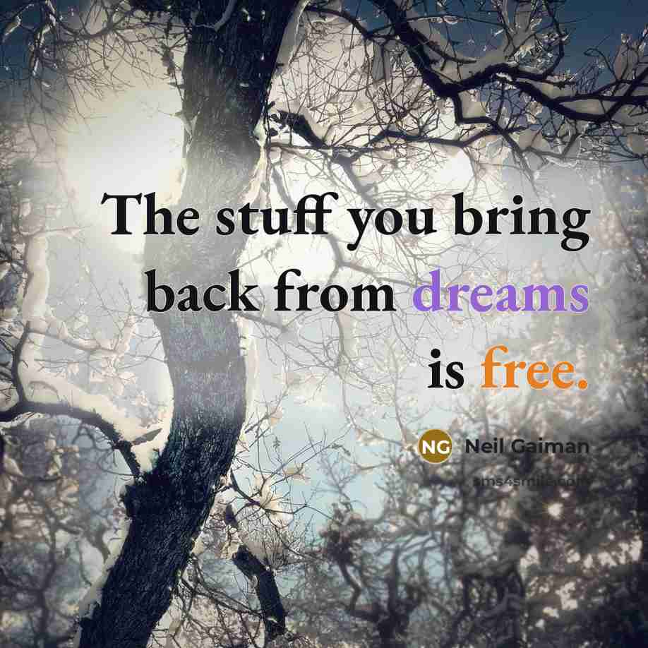 “The stuff you bring back from dreams is free.” quote by Neil Gaiman