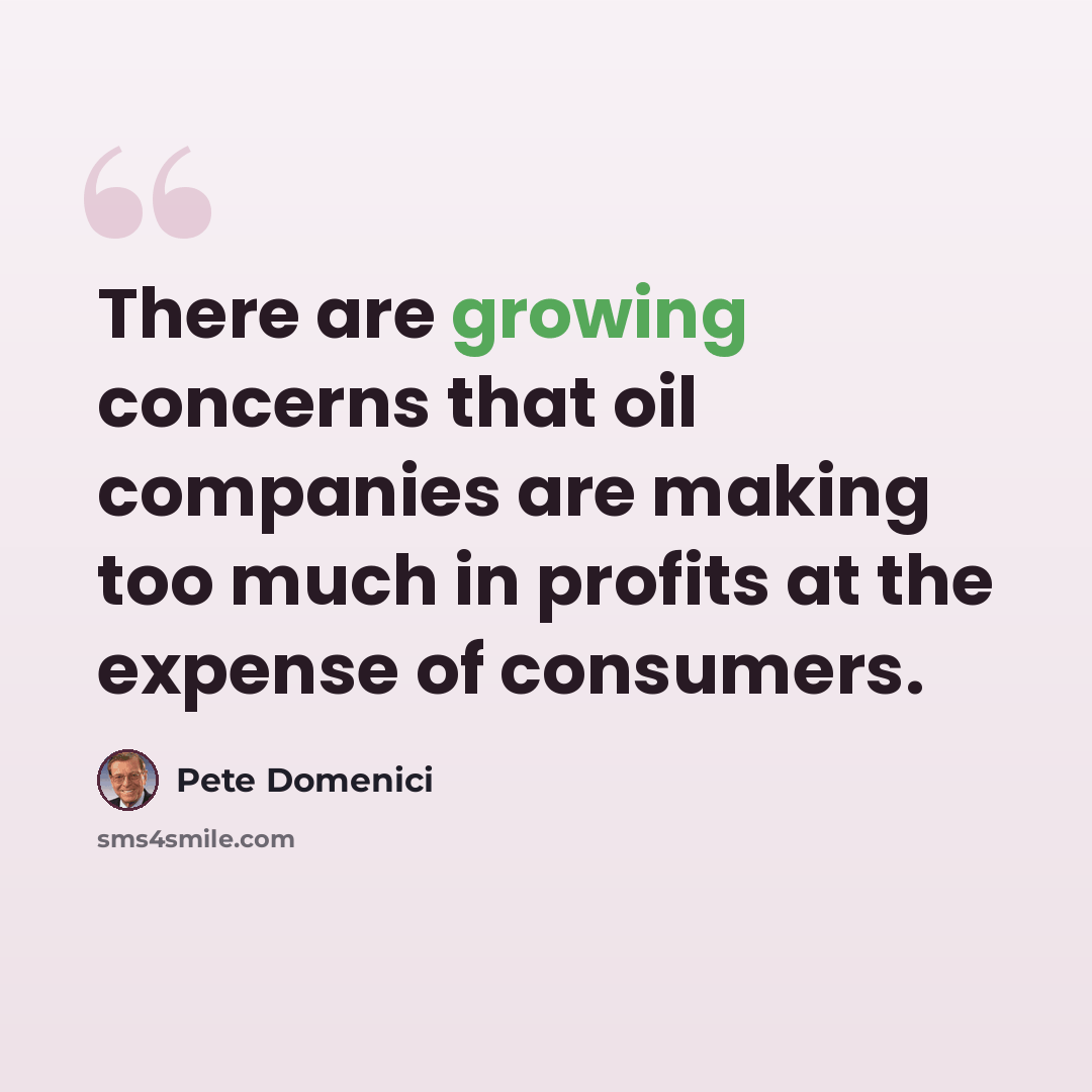 “There are growing concerns that oil companies are making too much in profits at the expense of consumers.” quote by Pete Domenici