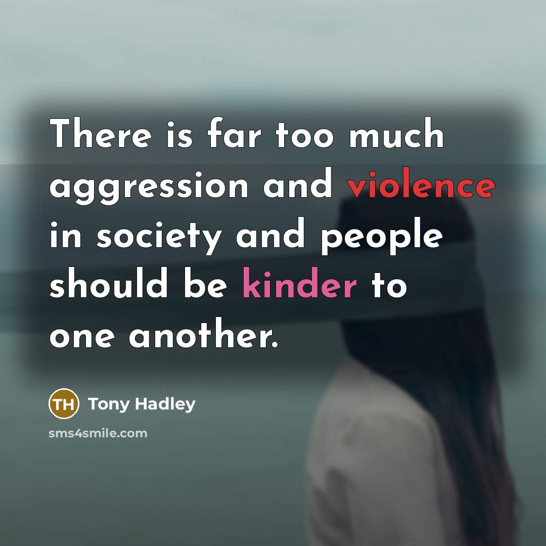 “There is far too much aggression and violence in society and people should be kinder to one another.” quote by Tony Hadley