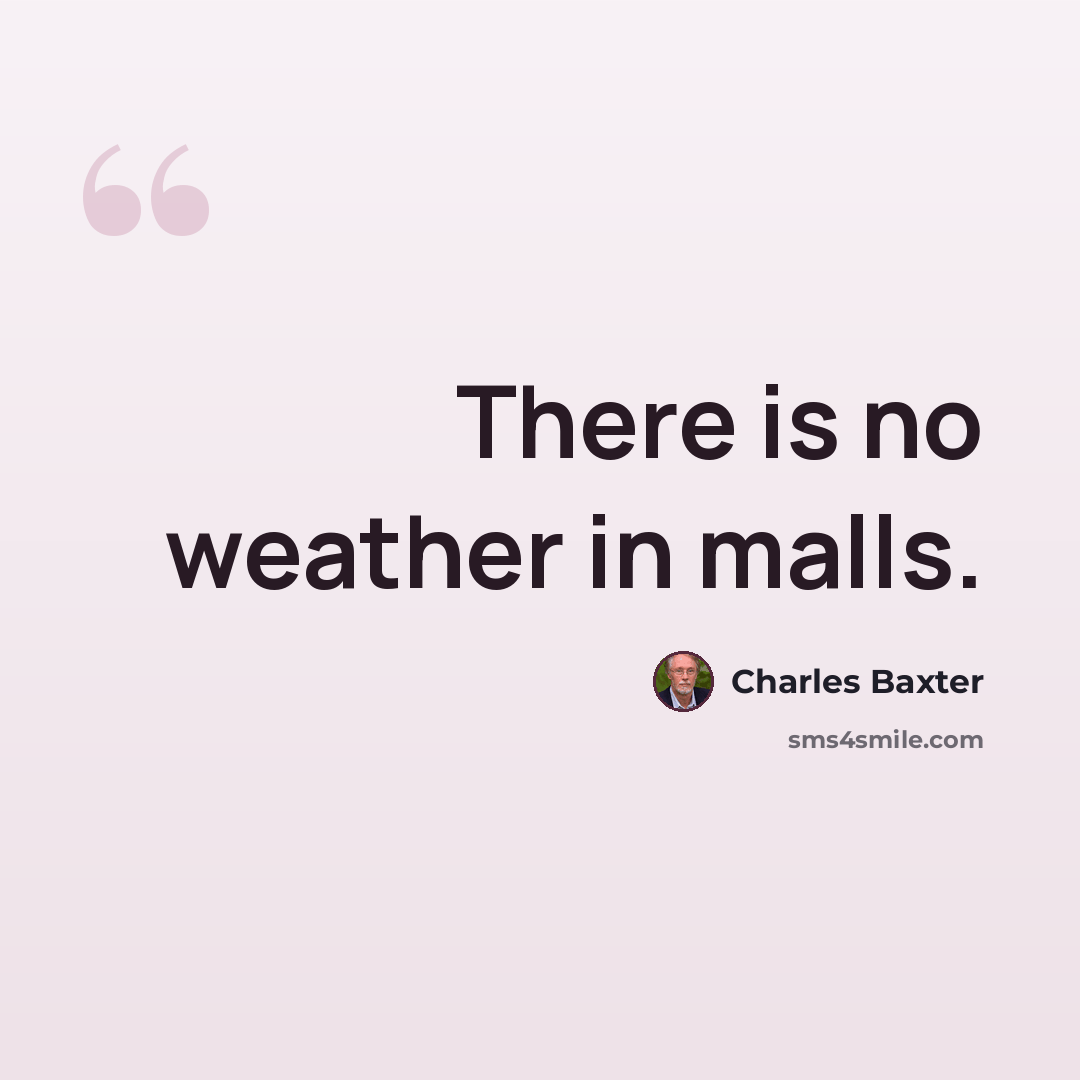 “There is no weather in malls.” quote by Charles Baxter
