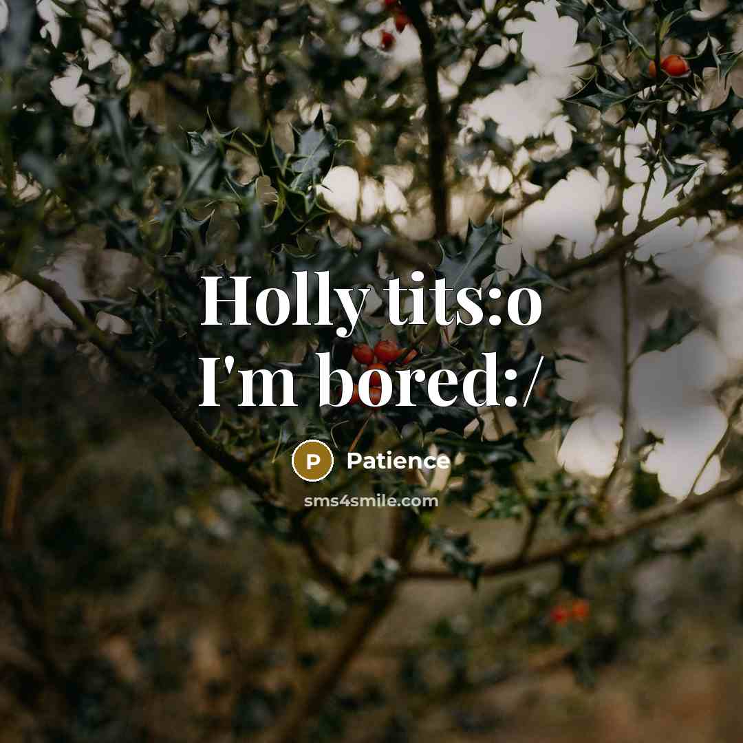 “Holly tits:o I'm bored:/” quote by Patience
