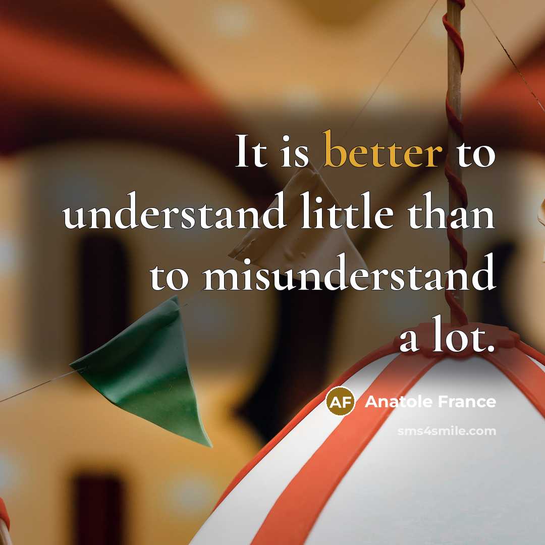 “It is better to understand little than to misunderstand a lot.” quote by Anatole France
