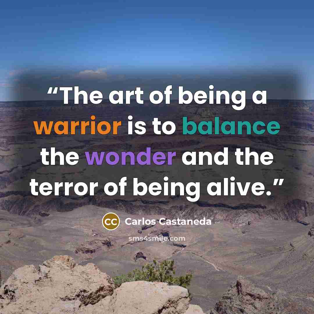 “The art of being a warrior is to balance the wonder and the terror of being alive.” quote by Carlos Castaneda