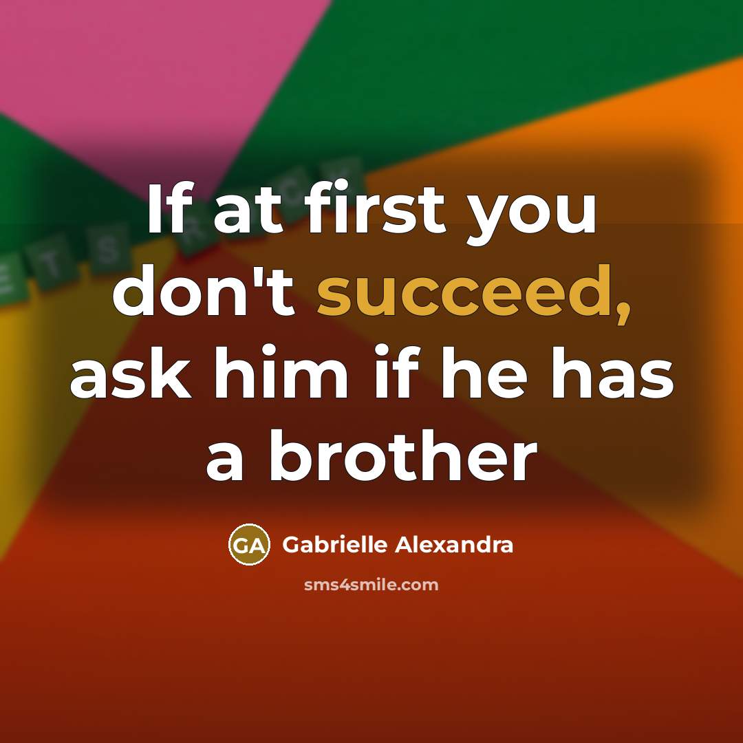 “If at first you don't succeed, ask him if he has a brother” quote by Gabrielle Alexandra