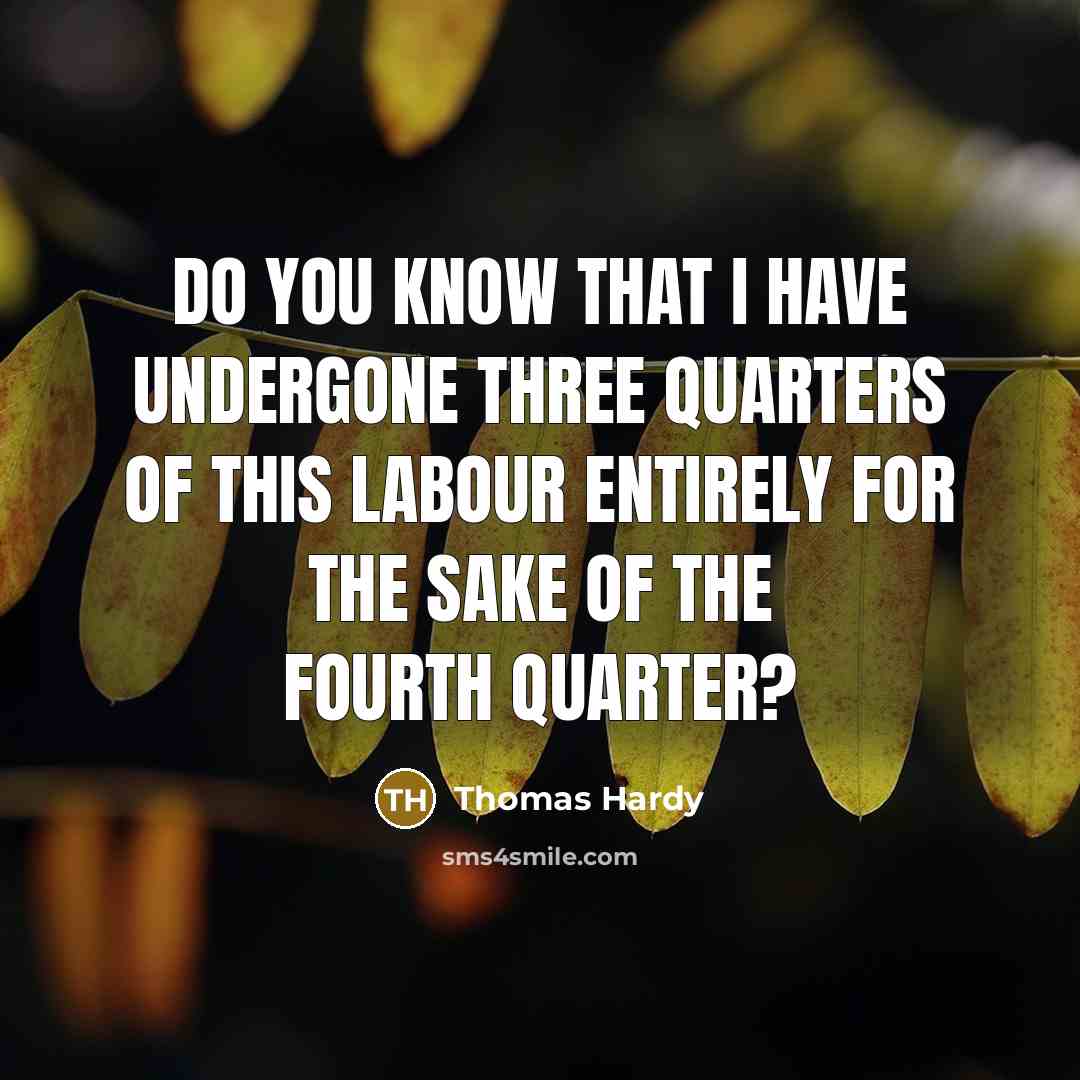 “Do you know that I have undergone three quarters of this labour entirely for the sake of the fourth quarter?” quote by Thomas Hardy