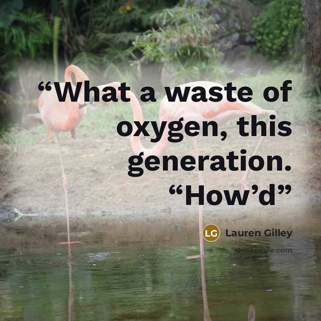 “What a waste of oxygen, this generation. “How’d” quote by Lauren Gilley