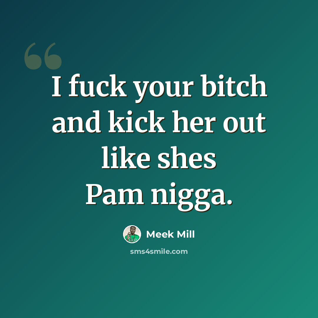 “I fuck your bitch and kick her out like shes Pam nigga.” quote by Meek Mill