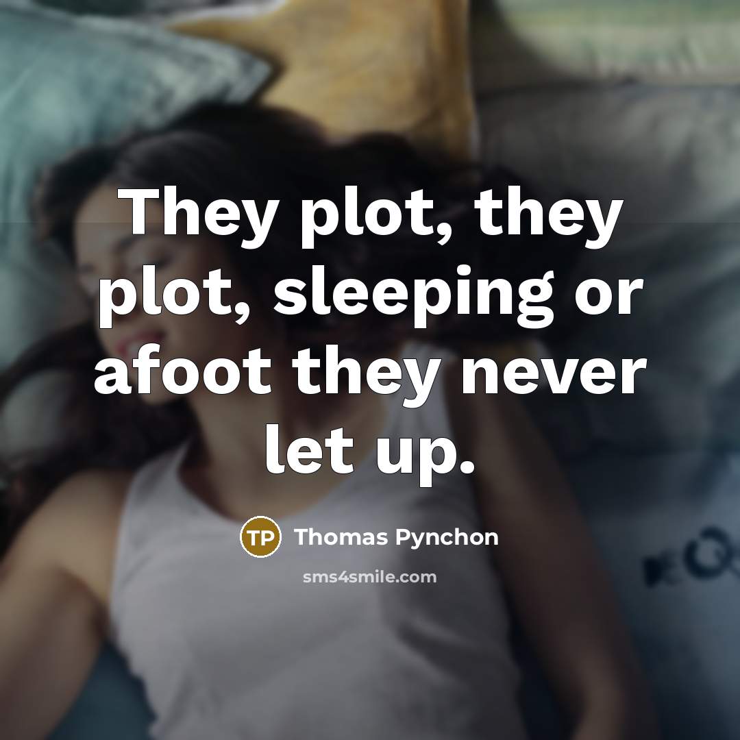 “They plot, they plot, sleeping or afoot they never let up.” quote by Thomas Pynchon