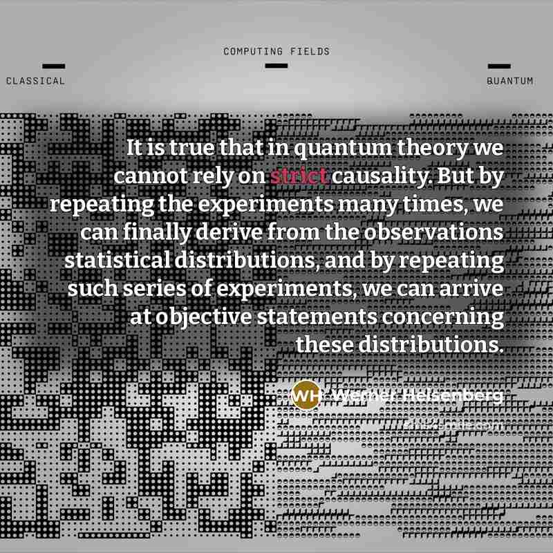 “It is true that in quantum theory we cannot rely on strict causality. But by repeating the experiments many times, we can finally derive from the observations statistical distributions, and by repeating such series of experiments, we can arrive at objective statements concerning these distributions.” quote by Werner Heisenberg