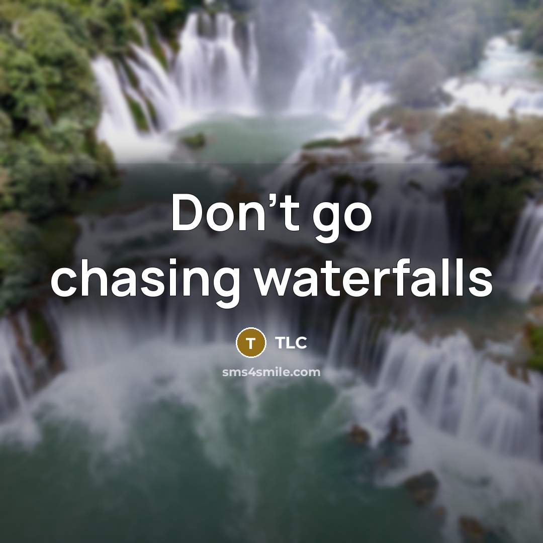 “Don't go chasing waterfalls” quote by TLC