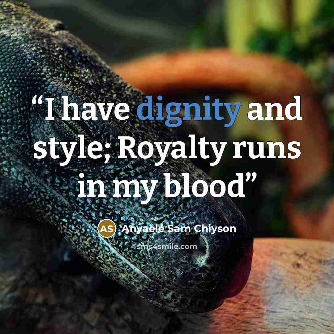 “I have dignity and style; Royalty runs in my blood” quote by Anyaele Sam Chiyson
