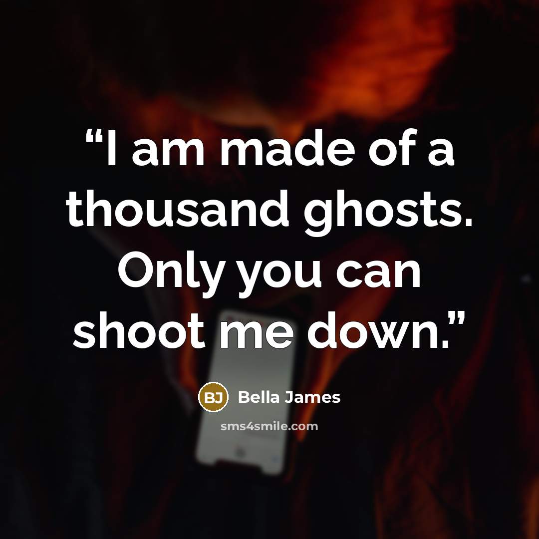 “I am made of a thousand ghosts. Only you can shoot me down.” quote by Bella James