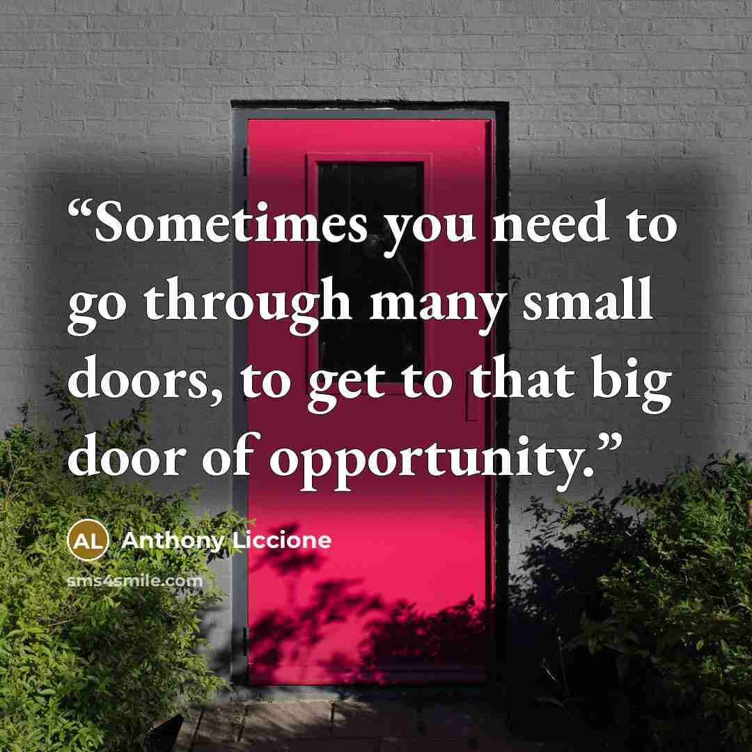 “Sometimes you need to go through many small doors, to get to that big door of opportunity.” quote by Anthony Liccione