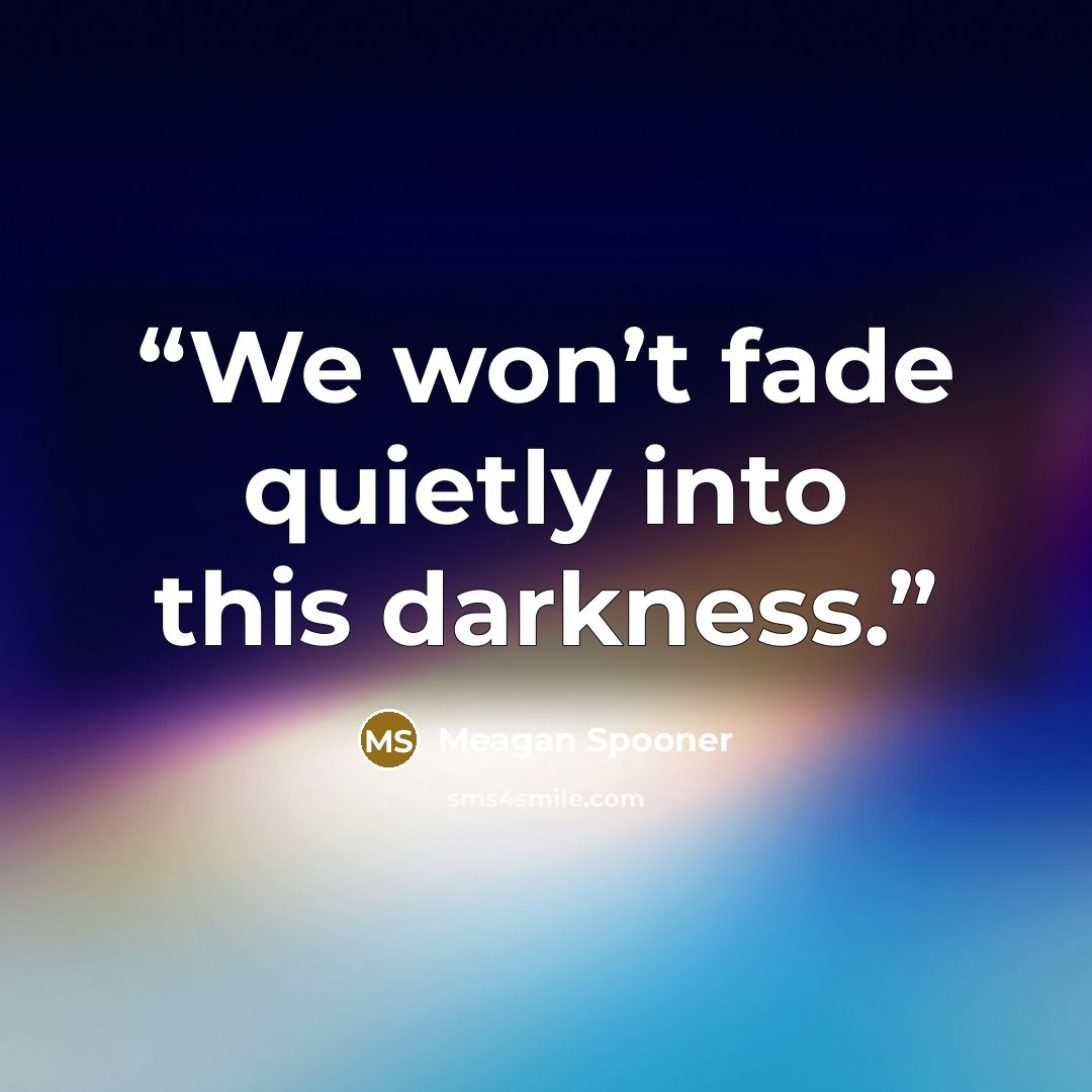 “We won’t fade quietly into this darkness.” quote by Meagan Spooner