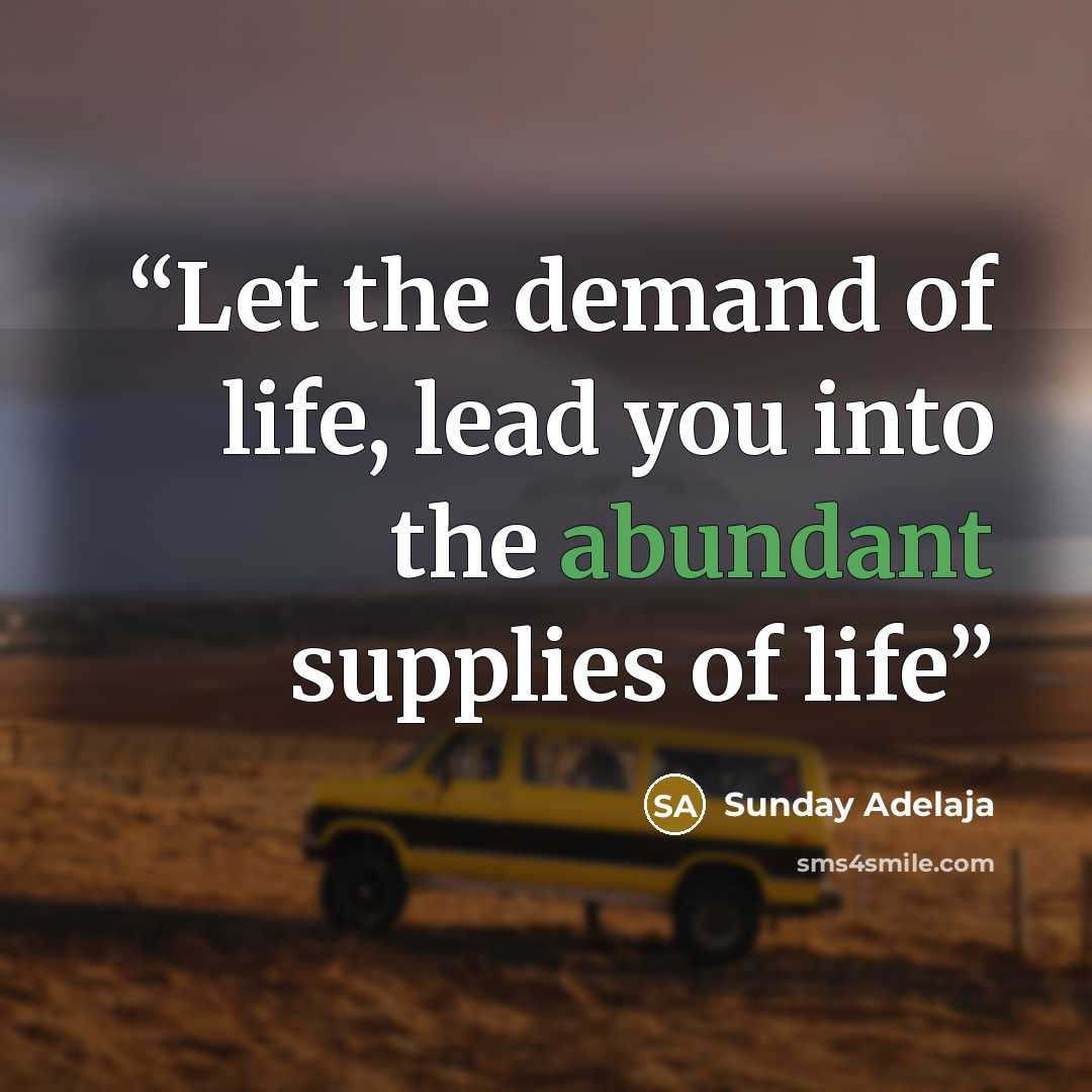 “Let the demand of life, lead you into the abundant supplies of life” quote by Sunday Adelaja