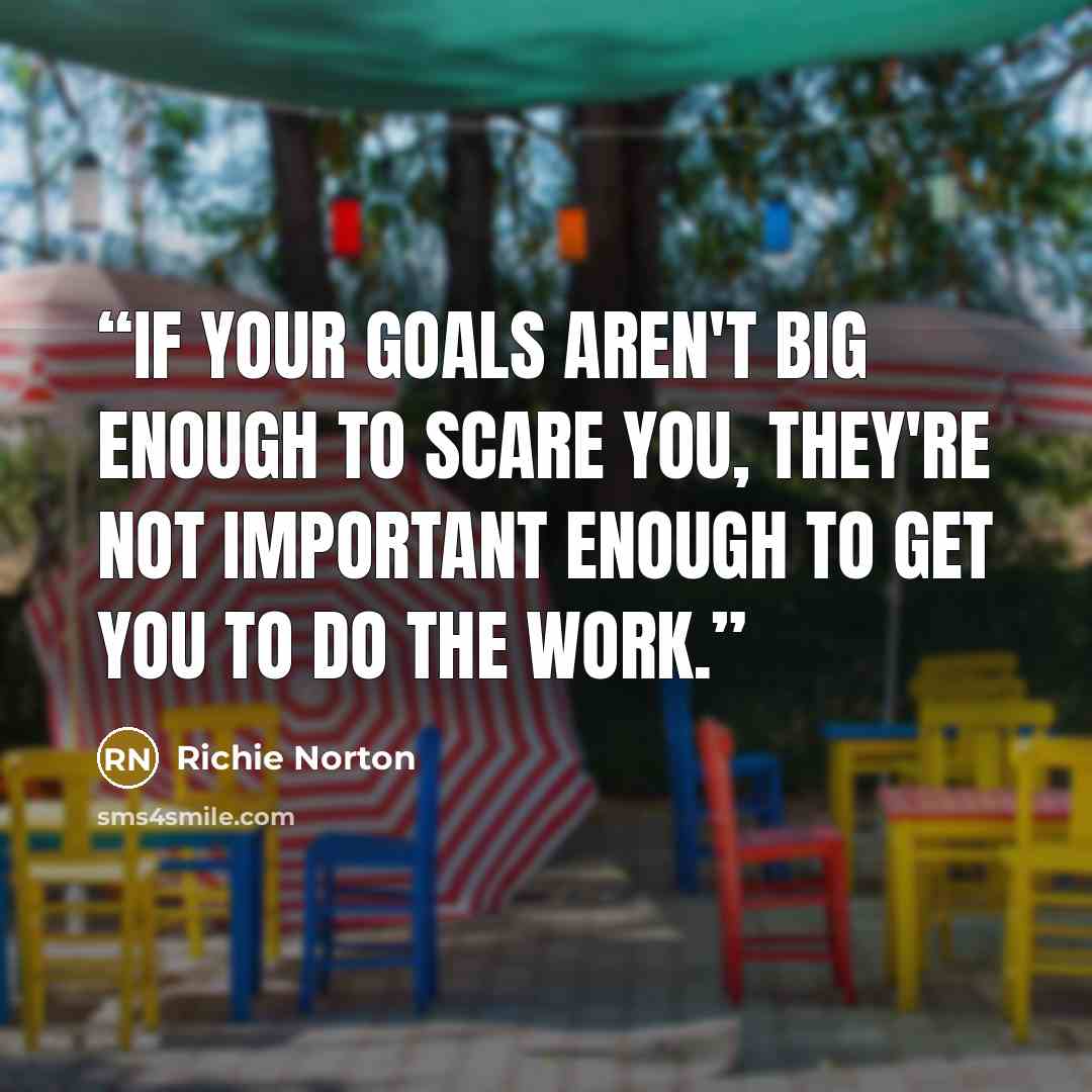 “If your goals aren't big enough to scare you, they're not important enough to get you to do the work.” quote by Richie Norton
