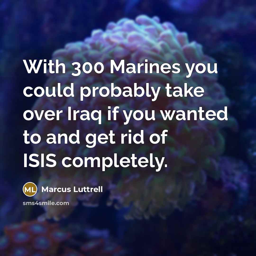 “With 300 Marines you could probably take over Iraq if you wanted to and get rid of ISIS completely.” quote by Marcus Luttrell