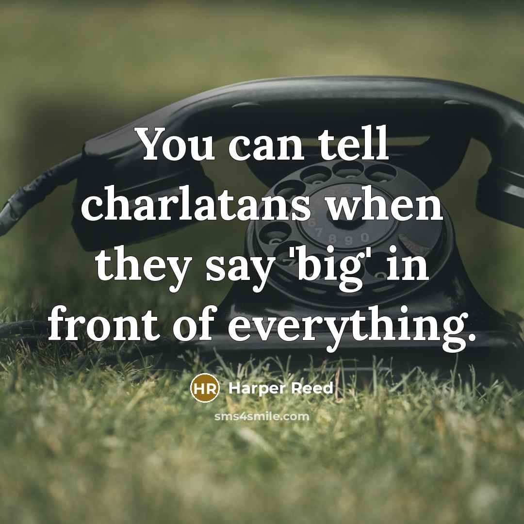 “You can tell charlatans when they say 'big' in front of everything.” quote by Harper Reed