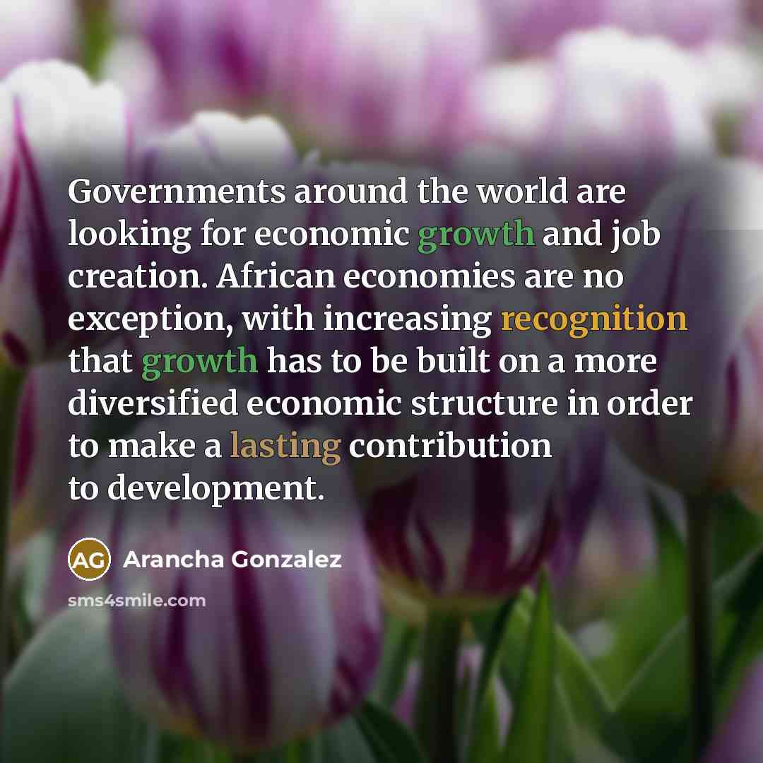 “Governments around the world are looking for economic growth and job creation. African economies are no exception, with increasing recognition that growth has to be built on a more diversified economic structure in order to make a lasting contribution to development.” quote by Arancha Gonzalez