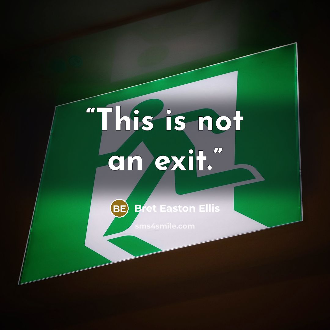 “This is not an exit.” quote by Bret Easton Ellis