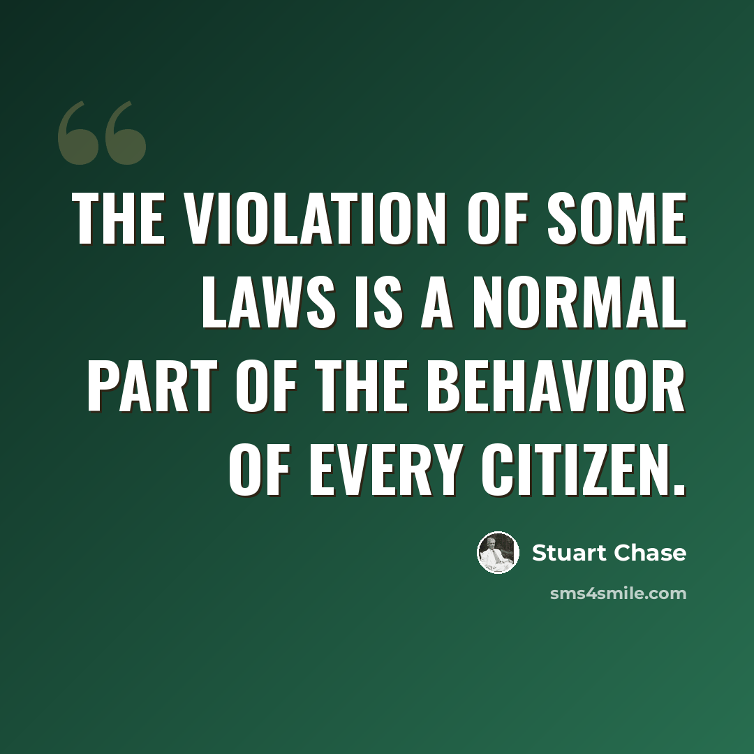 “The violation of some laws is a normal part of the behavior of every citizen.” quote by Stuart Chase