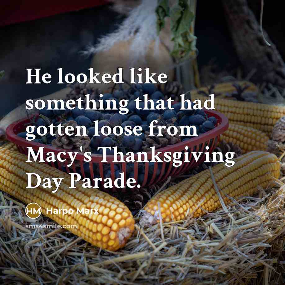 “He looked like something that had gotten loose from Macy's Thanksgiving Day Parade.” quote by Harpo Marx