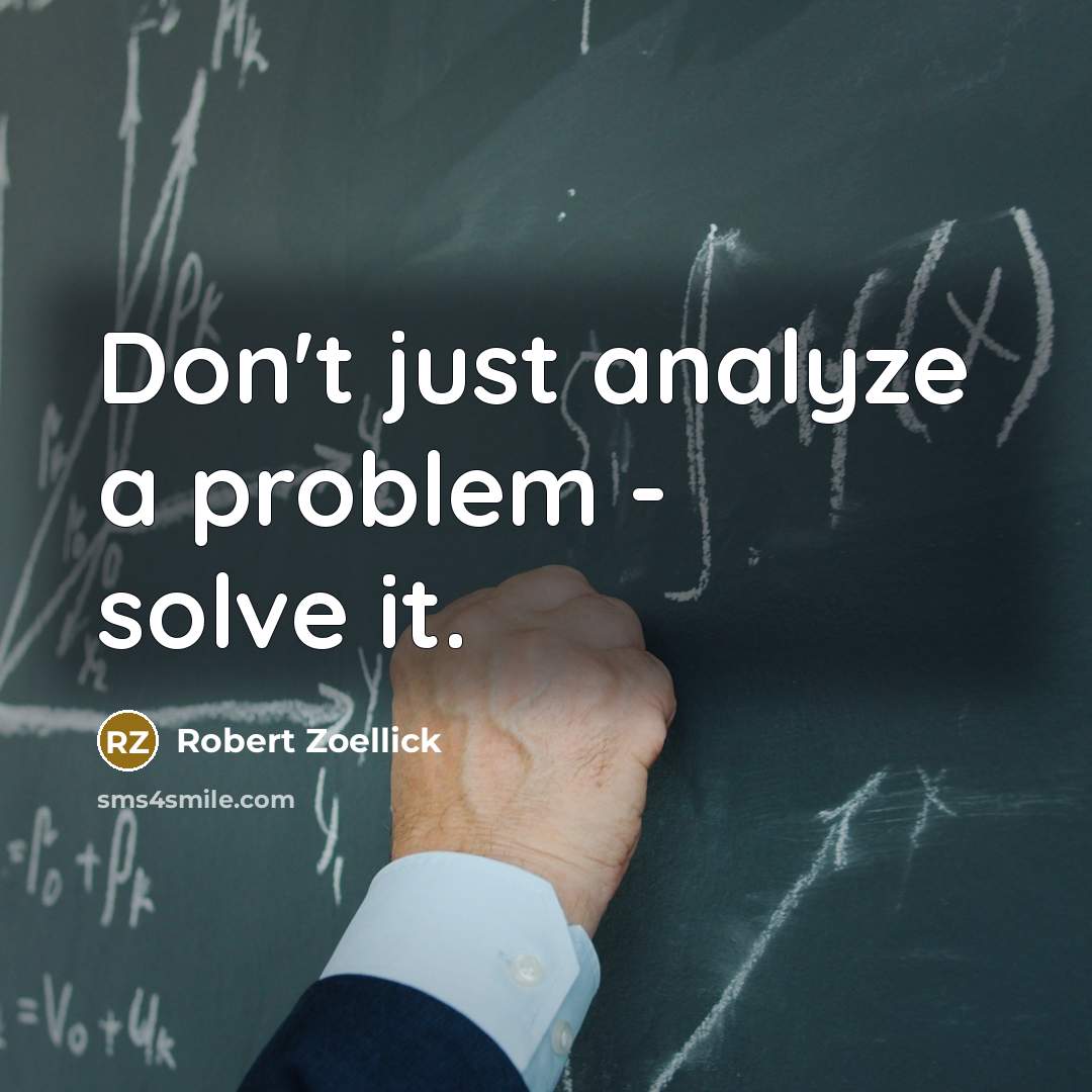 “Don't just analyze a problem - solve it.” quote by Robert Zoellick