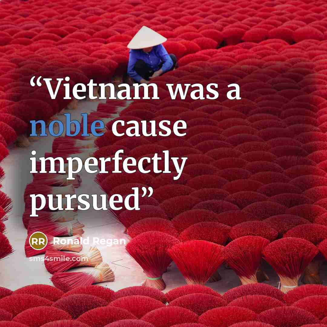 “Vietnam was a noble cause imperfectly pursued” quote by Ronald Regan