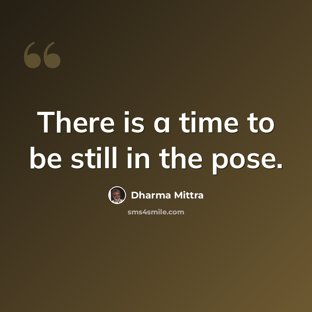 “There is a time to be still in the pose.” quote by Dharma Mittra