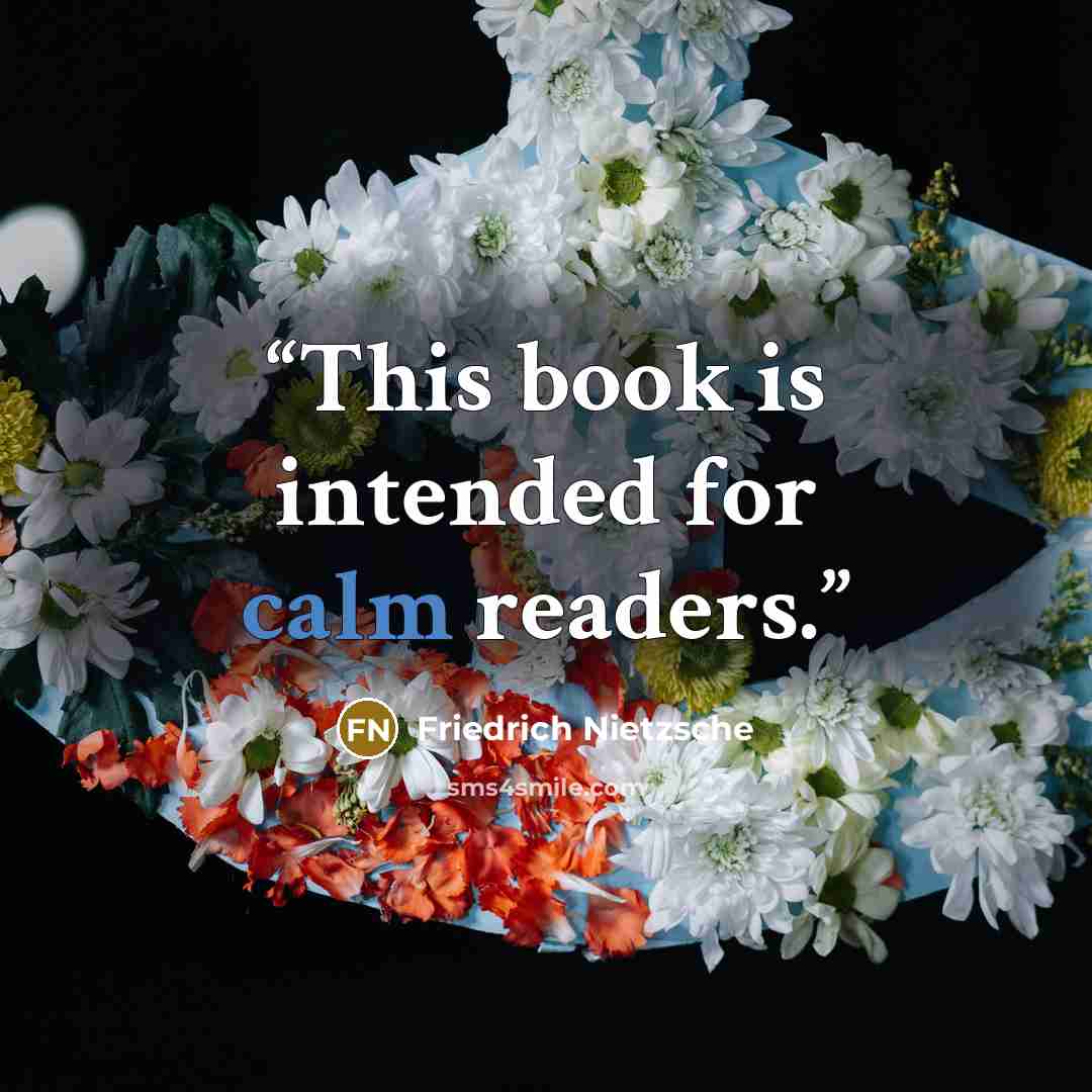 “This book is intended for calm readers.” quote by Friedrich Nietzsche