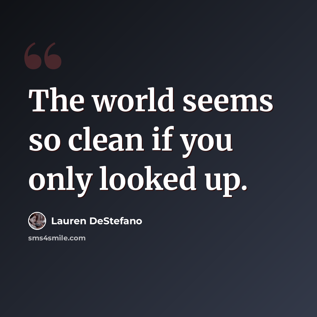 “The world seems so clean if you only looked up.” quote by Lauren DeStefano