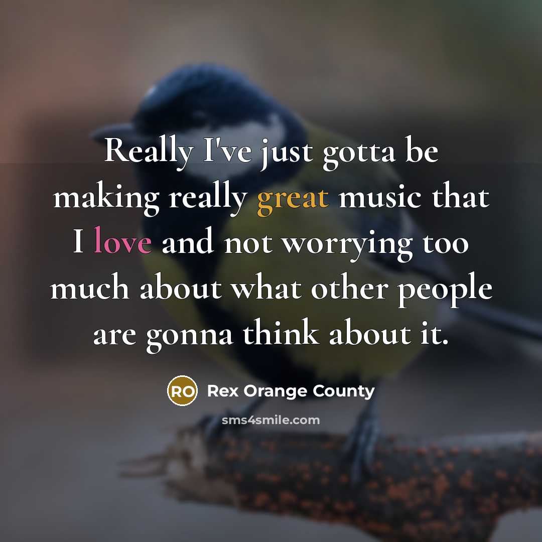 “Really I've just gotta be making really great music that I love and not worrying too much about what other people are gonna think about it.” quote by Rex Orange County