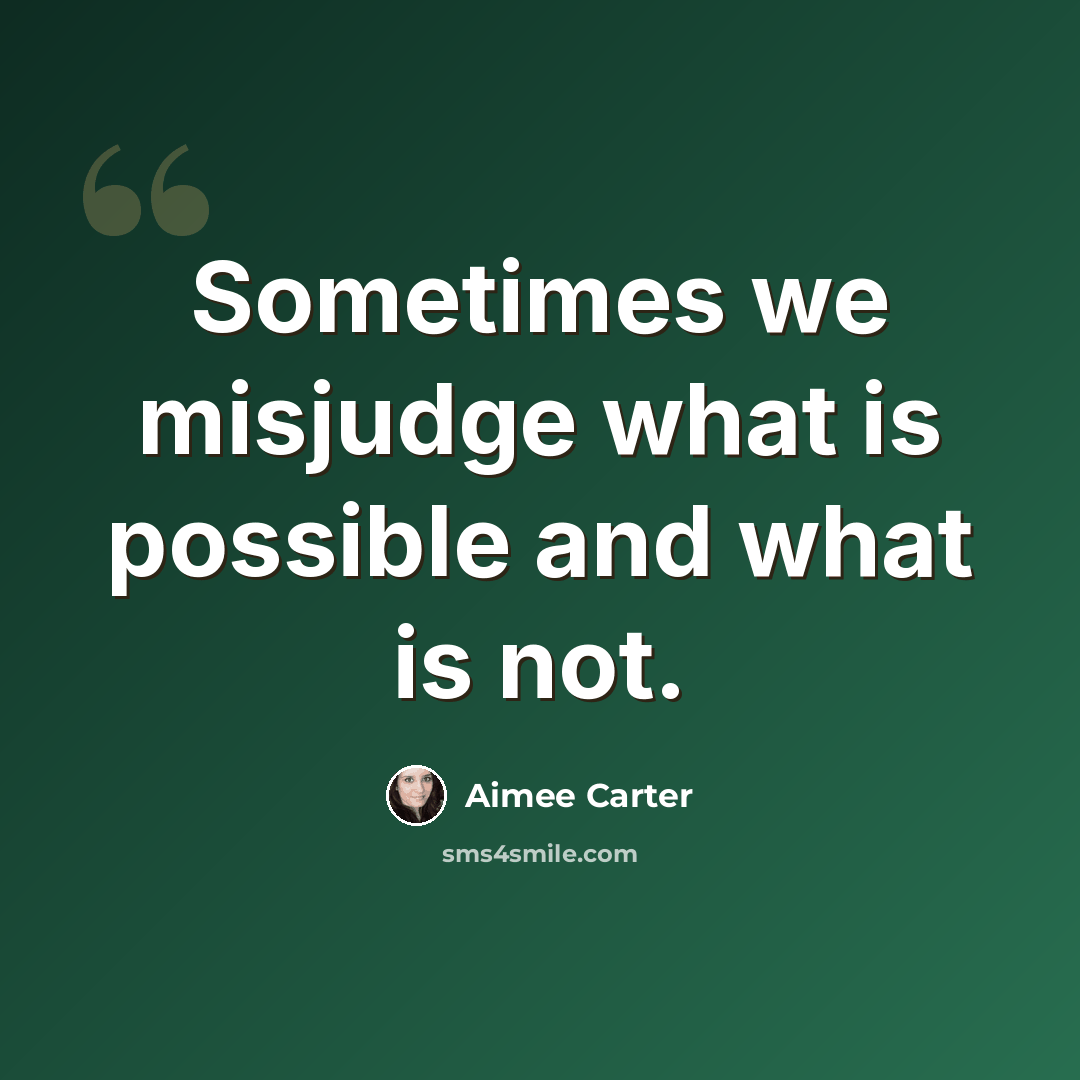 “Sometimes we misjudge what is possible and what is not.” quote by Aimee Carter