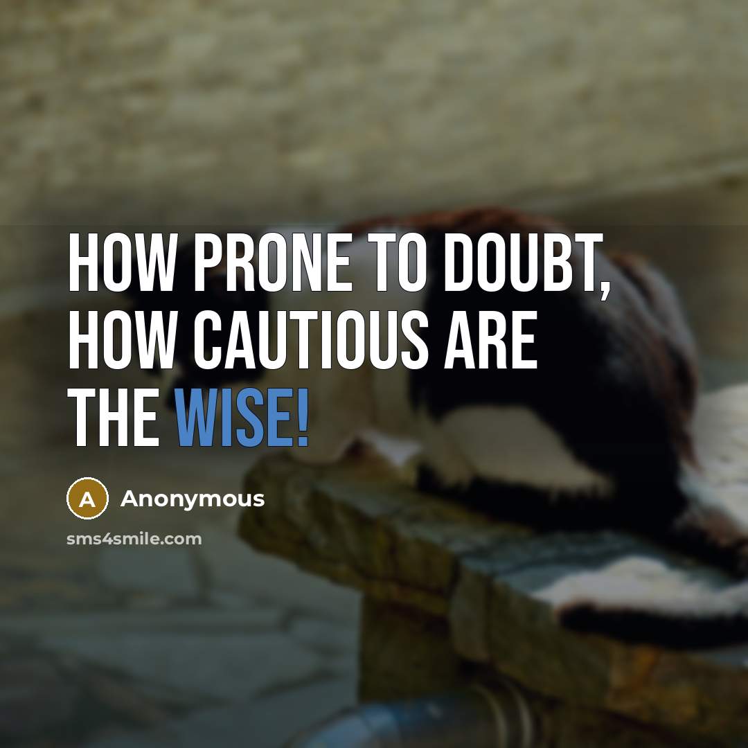 “How prone to doubt, how cautious are the wise!” quote by Anonymous