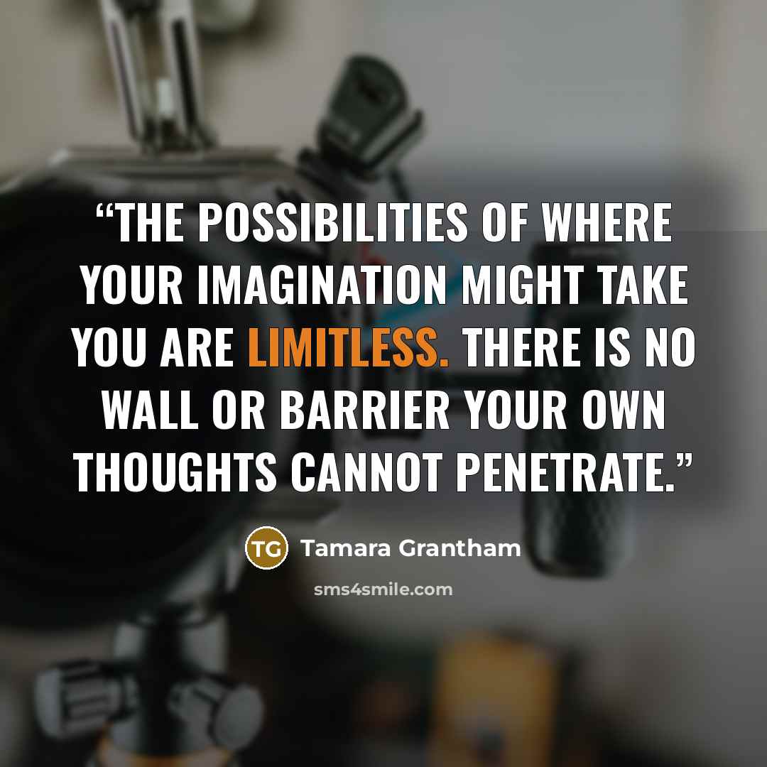 “The possibilities of where your imagination might take you are limitless. There is no wall or barrier your own thoughts cannot penetrate.” quote by Tamara Grantham