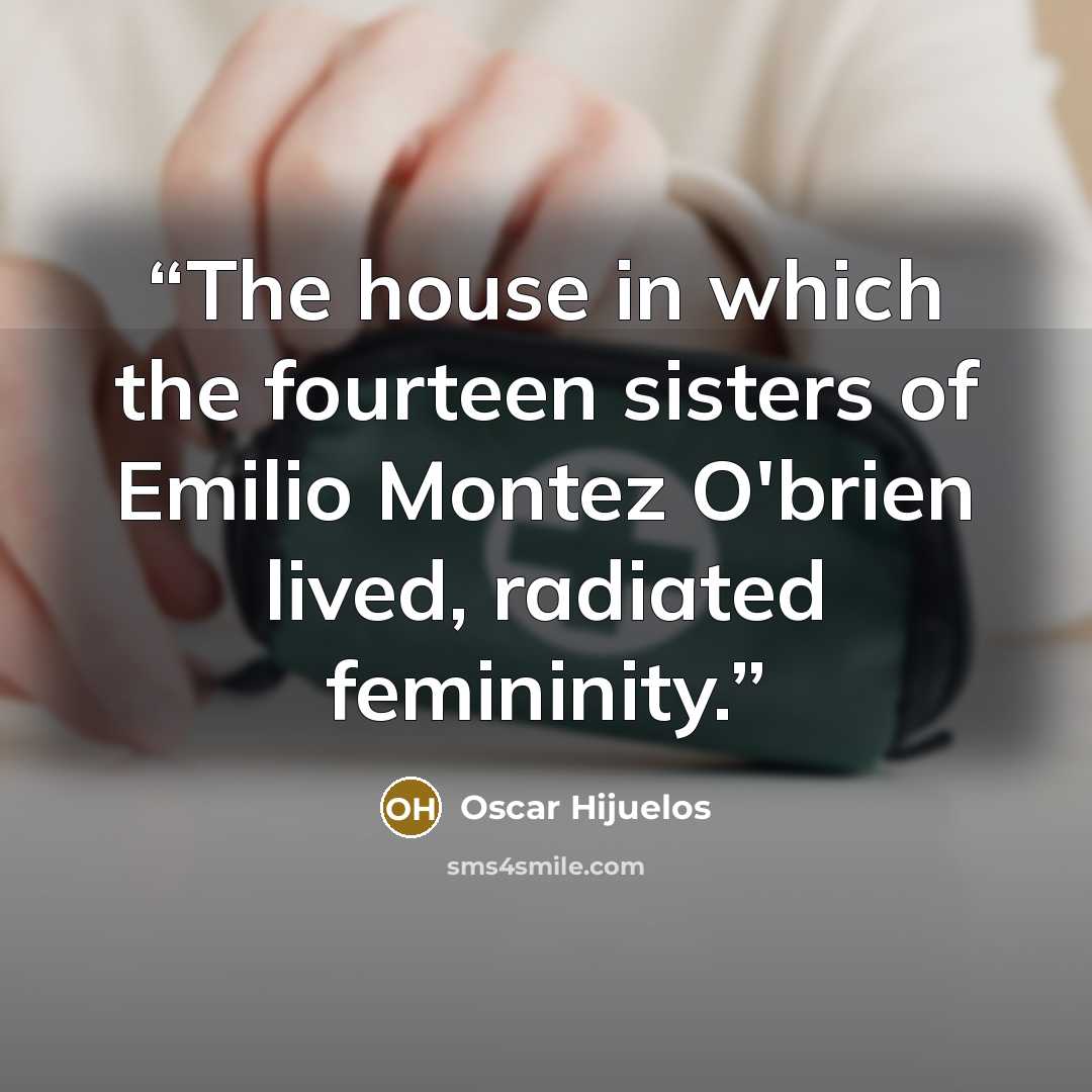 “The house in which the fourteen sisters of Emilio Montez O'brien lived, radiated femininity.” quote by Oscar Hijuelos