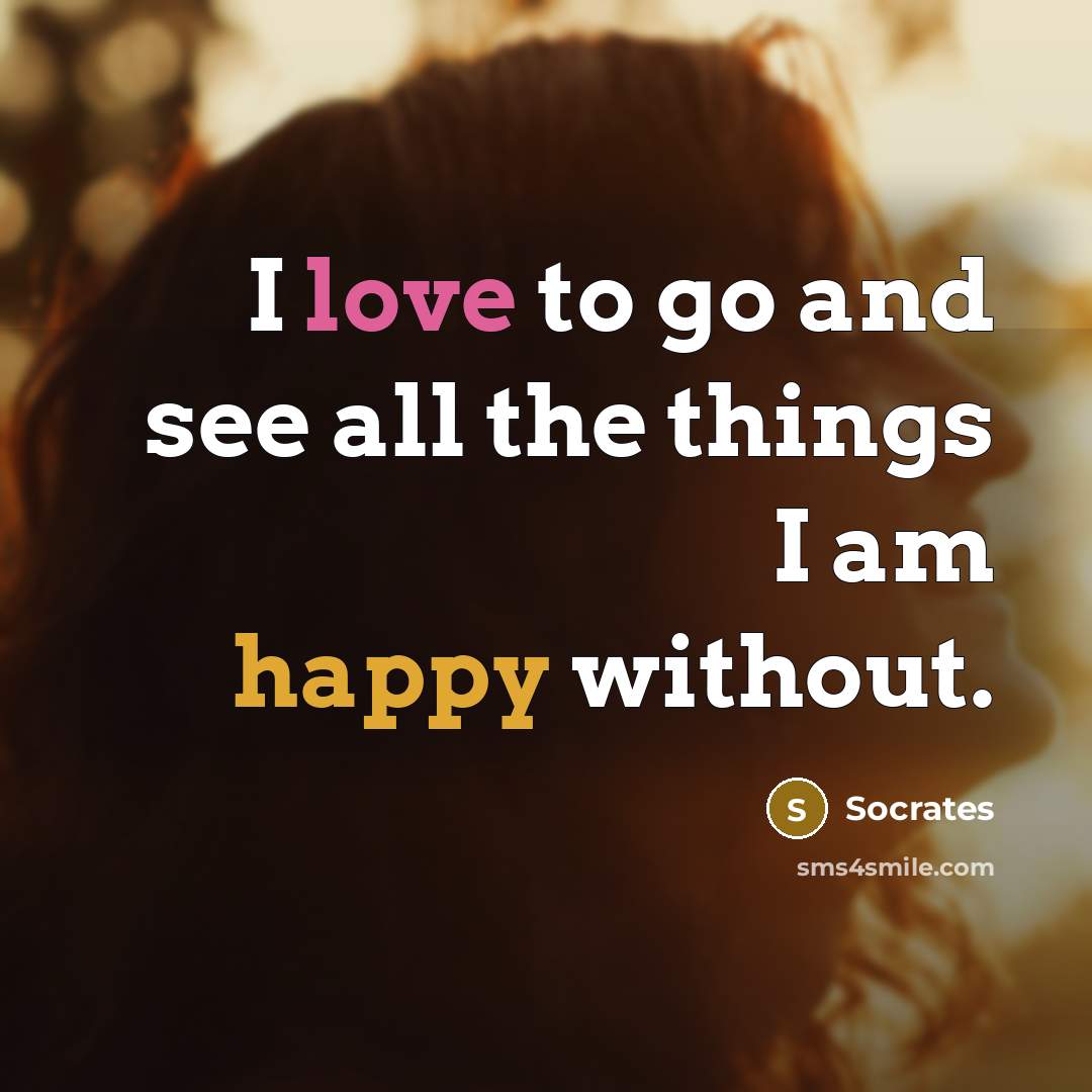 “I love to go and see all the things I am happy without.” quote by Socrates