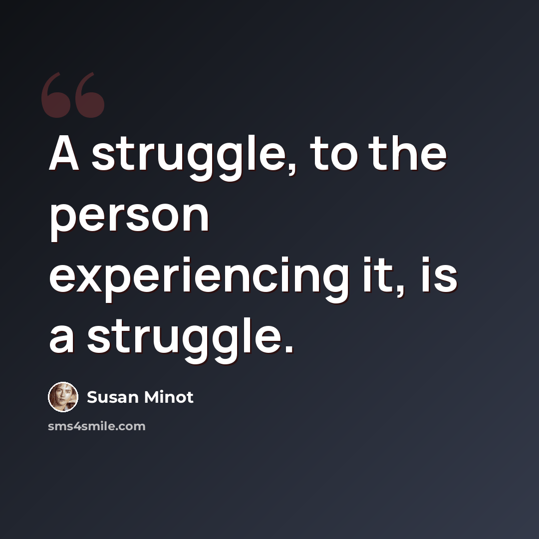 “A struggle, to the person experiencing it, is a struggle.” quote by Susan Minot