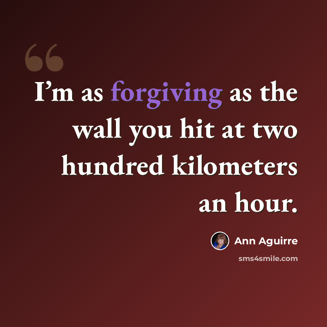 “I’m as forgiving as the wall you hit at two hundred kilometers an hour.” quote by Ann Aguirre
