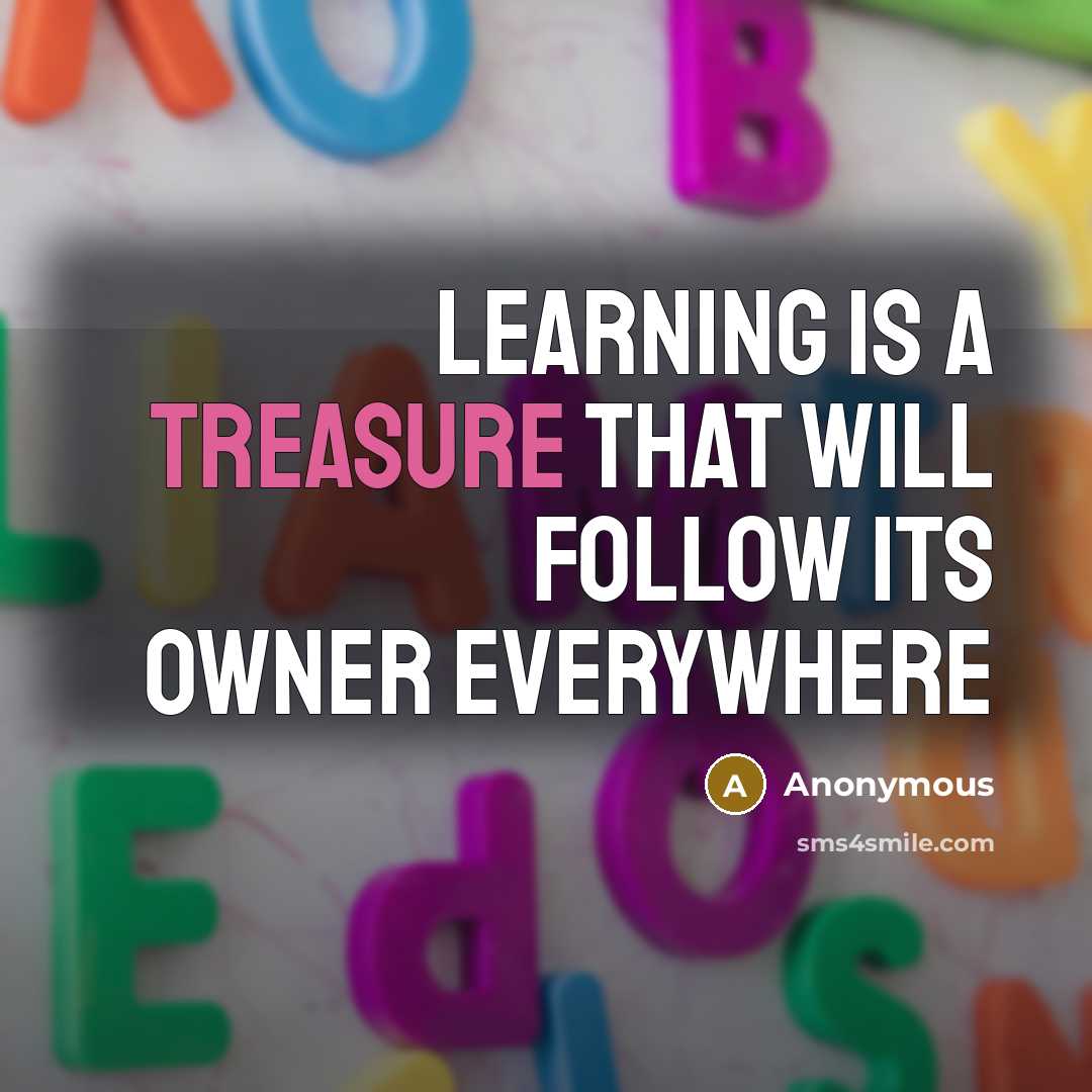 “Learning is a treasure that will follow its owner everywhere” quote by Anonymous