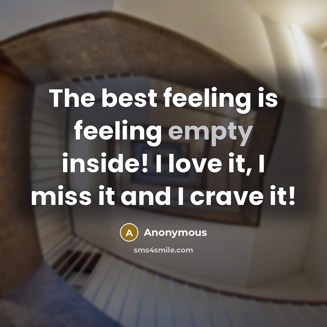 “The best feeling is feeling empty inside! I love it, I miss it and I crave it!” quote by Anonymous